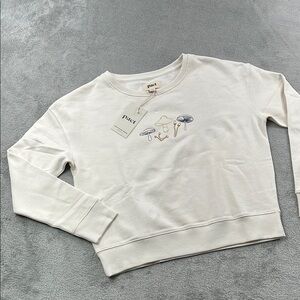 PACT S 100% Organic Cotton Baby Bellas Mushroom White Slouchy Sweatshirt